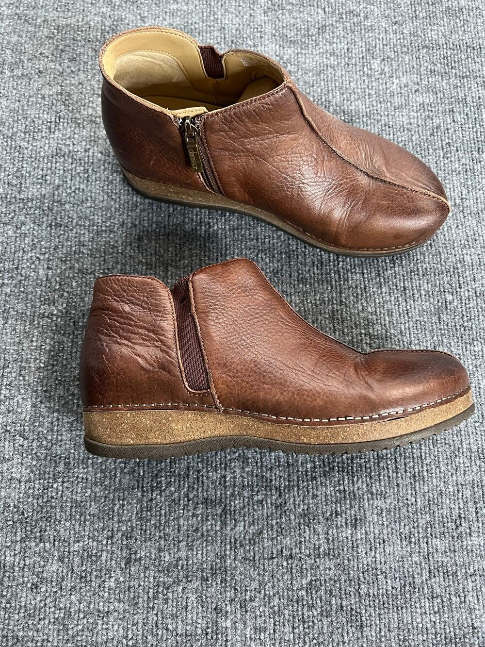 Dansko Makara Brown Leather Cork Sole Anke Bootie  Women's Size 10 EU 40